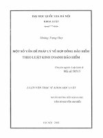 MỘT số vấn đề PHÁP lý về hợp ĐỒNG bảo HIỂM THEO LUẬT KINH DOANH bảo HIỂM 