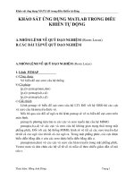 KHẢO sát ỨNG DỤNG MATLAB TRONG điều KHIỂN tự ĐỘNG 