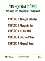 TIN học đại CƯƠNG CHƯƠNG 1   THÔNG TIN và TIN học 