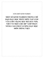 skkn một số kinh nghiệm trong chỉ đạo dạy học phân môn tập làm văn lớp 3 dạng bài “kể hay nói, viết về một chủ đề” góp phần nâng cao chất lượng dạy học môn tiếng việt 