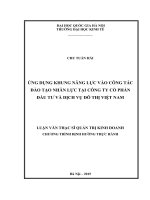 Ứng dụng khung năng lực vào công tác đào tạo nhân lực tại công ty cổ phần đầu tư và dịch vụ đô thị việt nam 