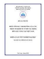 Phân tích sự ảnh hưởng của các nhân tố kinh tế vĩ mô tác động đến giá vàng tại việt nam