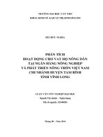 phân tích hoạt động cho vay hộ nông dân tại ngân hàng nông nghiệp và phát triển nông thôn việt nam chi nhánh huyện tam bình tỉnh vĩnh long