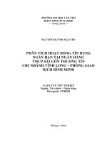 phân tích hoạt động tín dụng ngắn hạn tại ngân hàng tmcp sài gòn thương tín chi nhánh vĩnh long – phòng giao dịch bình minh