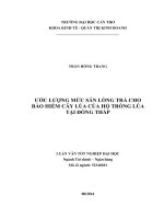 ước lượng mức sẵn lòng trả cho bảo hiểm cây lúa của hộ trồng lúa tại đồng tháp