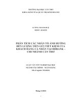 phân tích các nhân tố ảnh hưởng đến lượng tiền gửi tiết kiệm của khách hàng cá nhân tại hdbank – chi nhánh cần thơ