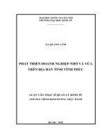 Phát triển doanh nghiệp nhỏ và vừa trên địa bàn tỉnh vĩnh phúc  luận văn ths 