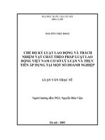 Chế độ kỷ luật lao động và trách nhiệm vật chất theo pháp luật lao động việt nam cơ sở lý luận và thực tiễn áp dụng tại vài doanh nghiệp 