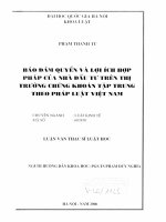 Đảm bảo quyền và lợi ích hợp pháp của nhà đầu tư trên thị trường chứng khoán tập trung theo pháp luật việt nam 