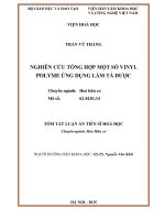 Nghiên cứu tổng hợp một số vinyl polyme ứng dụng làm tá dược (TT) 