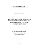 phân tích hoạt động tín dụng tại ngân hàng tmcp phát triển nhà đồng bằng sông cửu long chi nhánh cần thơ