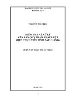 Kiểm tra và xử lý văn bản quy phạm pháp luật (qua thực tiễn tỉnh bắc giang) 