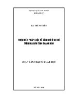 Thực hiện pháp luật về dân chủ ở cơ sở trên địa bàn tỉnh thanh hóa 