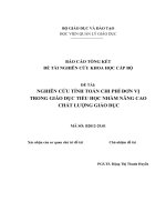 Nghiên cứu tính toán chi phí đơn vị trong giáo dục tiểu học nhằm nâng cao chất lượng giáo dục