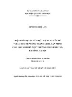 Biện pháp quản lý thực hiện chuyên đề “Giáo dục nếp sống thanh lịch, văn minh cho học sinh Hà Nội” trườngTHCS Phúc Xá, Ba Đình, Hà Nội