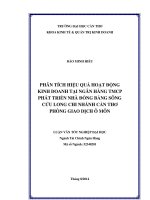 phân tích hiệu quả hoạt động kinh doanh tại ngân hàng tmcp phát triển nhà đồng bằng sông cửu long chi nhánh cần thơ phòng giao dịch ô môn