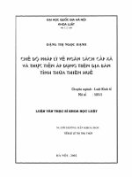 Chế độ pháp lý về ngân sách cấp xã và thực tiễn áp dụng trên địa bàn tỉnh thừa thiên huế 