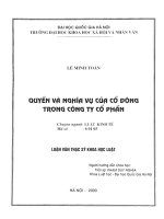 Quyền và nghĩa vụ của cổ đông trong công ty cổ phần  luận văn ths  luật 