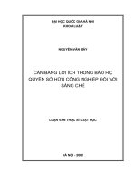 Cân bằng lợi ích trong bảo hộ quyền sở hữu công nghiệp đối với sáng chế 