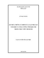 Kế thừa những ưu điểm của luật phá sản năm 2004 và tăng cường tính khả thi trong thực tiễn thi hành 