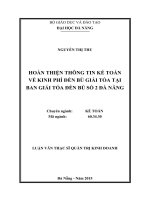 Hoàn thiện hệ thống thông tin kế toán về kinh phí đền bù giải tỏa tại ban giải tỏa dền bù số 2 đà nẵng 