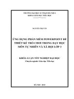 Ứng dụng phần mềm powerpoint để thiết kế trò chơi trong dạy học môn tự nhiên và xã hội lớp 3