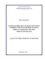 Đánh giá hiệu quả sử dụng đất nông nghiệp và đề xuất hướng sử dụng hợp lý tại huyện yên sơn, tỉnh tuyên quang 