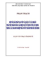 Một số giải pháp tạo vốn lưu động và quản lý các khoản phải thu nhằm nâng cao hiệu suất sử dụng vốn lưu động trong các doanh nghiệp nhà nước thành phố hồ chí minh 
