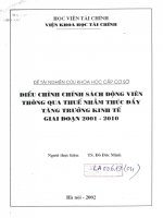 Điều chỉnh chính sách động viên thông qua thuế nhằm thúc đẩy tăng trưởng kinh tế giai doạn 2001 2010