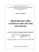 ĐỊNH HƯỚNG PHÁT TRIỂN NGÀNH BAO bì NHỰA VIỆT NAM đến năm 2010 