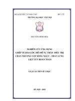 Nghiên cứu ứng dụng ghép tế bào gốc mô mỡ tự thân điều trị chấn thương cột sống ngực – thắt lưng liệt tủy hoàn toàn