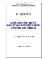 Giải pháp xây dựng và phát triển cơ sở nguyên liệu cho ngành công nghiệp chế biến điều xuất khẩu trên địa bàn tỉnh đồng nai 