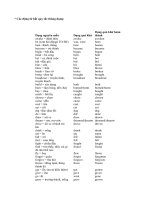 Bảng các động từ bất quy tắc thông dụng