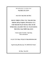 Luận văn thạc sĩ hoàn thiện công tác thanh tra trong hoạt động tín dụng của chi nhánh ngân hàng nhà nước tỉnh đăk lăk đối với các ngân hàng thương mại trên địa bàn