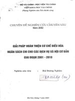 Giải pháp hoàn thiện cơ chế điều hoà ngân sách chi cho các dịch vụ xã hội cơ bản giai đoạn 2001 2010