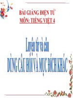 Bài giảng tiếng việt 4 tuần 14 bài luyện từ và câu   dùng câu hỏi vào mục đích khác 