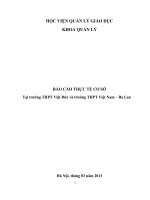 Báo cáo thực tế cơ sở tại trường THPT Việt Đức và trường THPT Việt Nam – Ba Lan