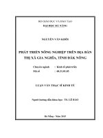 Luận văn thạc sĩ phát triển nông nghiệp trên địa bàn thị xã gia nghĩa, tỉnh đăk nông