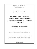 Luận văn thạc sĩ kiểm soát rủi ro tín dụng trong cho vay doanh nghiệp tại ngân hàng quân đội , chio nhánh đăk lăk