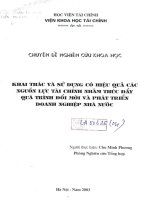 Khai thác và sử dụng có hiệu quả các nguồn lực tài chính nhằm thúc đẩy quá trình đổi mới và phát triển doanh nghiệp nhà nước