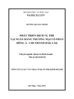 Phát triển dịch vụ thẻ tại ngân hàng TMCP đông á , chi nhánh đăk lăk 