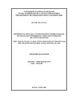 Représentation de l’enseignement apprentissage du français commercial chez les estudiants de l’ ESCE de hanoi= biểu trưng về dạy và học tiếng pháp kinh tế thương mại đối với sinh viên đại học ngoại thương hà nội 