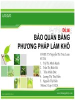 BẢO QUẢN THỰC PHẨM  BẰNG PHƯƠNG PHÁP LÀM KHÔ