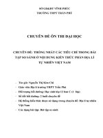 CHUYÊN đề THỐNG NHẤT các TIÊU CHÍ TRONG bài tập SO SÁNH ở nội DUNG KIẾN THỨC PHẦN địa lí tự NHIÊN VIỆT NAM 