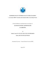 Determinants of customer loyalty in retail banking a case study of BIDVs branches and transaction offices in lam dong province