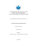 Customer satisfaction and loyalty after service failure and recovery  a study in restaurant industry in ho chi minh city of vietnam