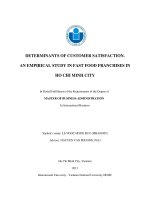 Determinants of customer satisfaction an empirical study in fast food franchises in ho chi minh city