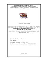 Lenseignement du vocabulair à travers les trois nouveaux manuels tiếng pháp 10, 11, 12 = giảng dạy từ vựng qua ba cuốn sách giáo khoa mới tiếng pháp 10, 11, 12 