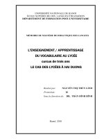 L’enseignement  apprentissage du vocabulaire au lycée curcus de trois ans le cas des lycées à hai duong 