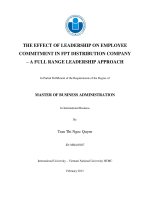 The effect of leadership on employee commitment in FPT distribution company a full range leadership approach